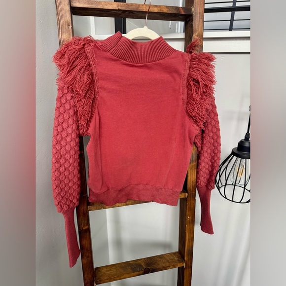 Womens Anthropologie Rust Textured Sleeve Sweater - Picture 5 of 9
